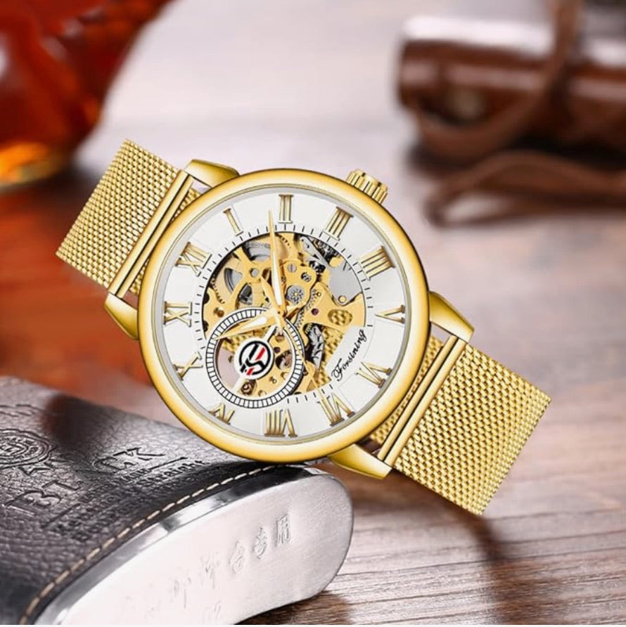 Rosa Automatic Luxury Woman's Watch - Gold/White