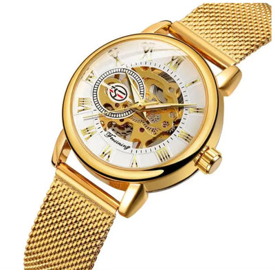 Rosa Automatic Luxury Woman's Watch - Gold/White