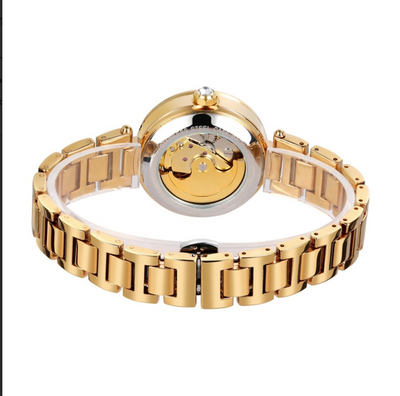 Novula Automatic Flower Luxury Woman's Watch -Gold/Black