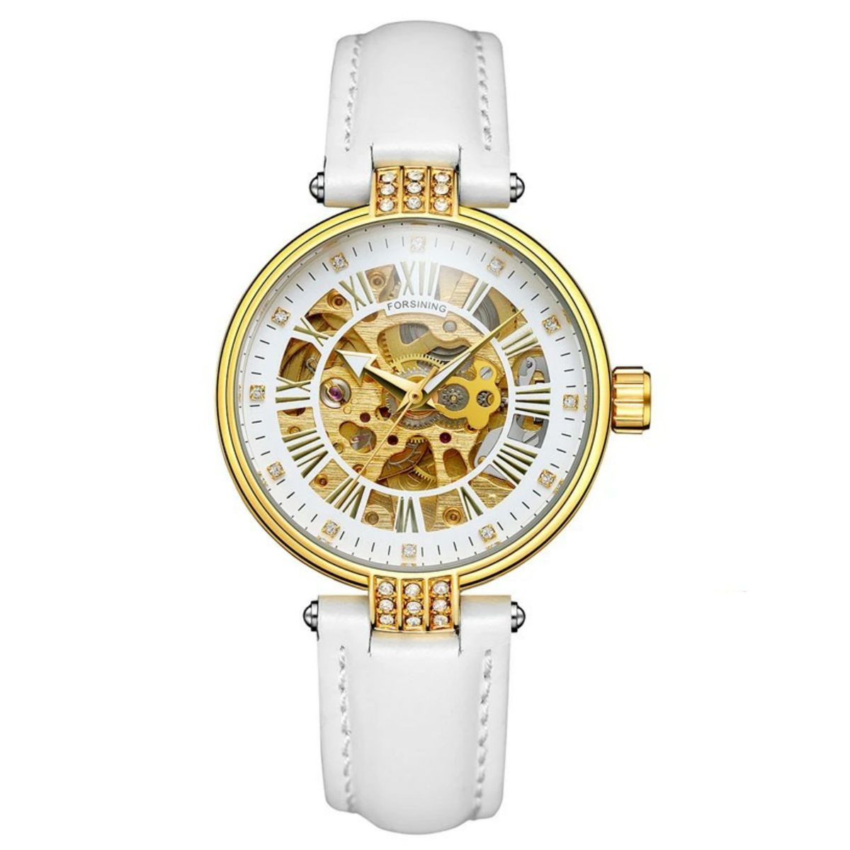 Vento Automatic Luxury Woman's Watch -White/Gold