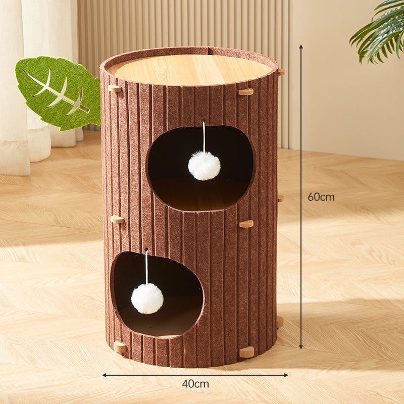 Modern Cat Tree Condo with Scratching Bucket