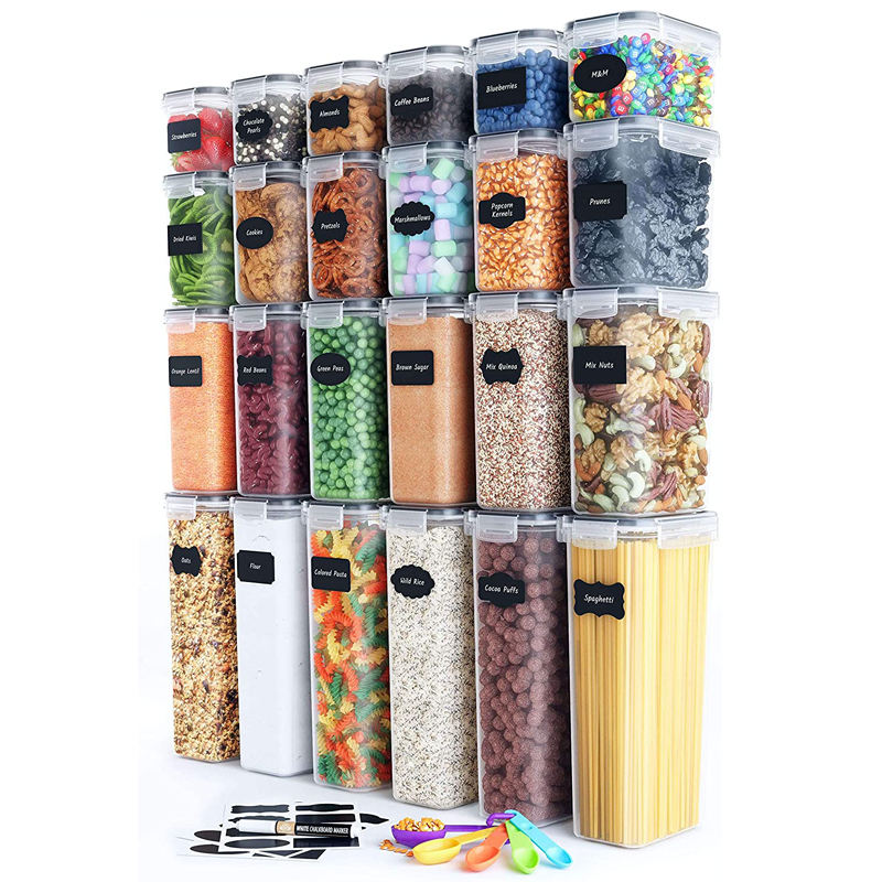 Storage Container with Measuring Cups and Labels