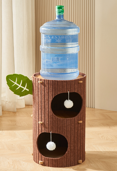 Modern Cat Tree Condo with Scratching Bucket