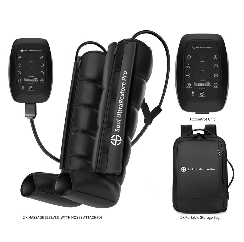 Ultra Restore Pro 6-Chamber Pneumatic Leg Compression Boot with Backpack