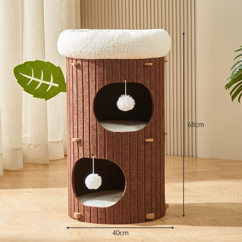 Modern Cat Tree Condo with Scratching Bucket