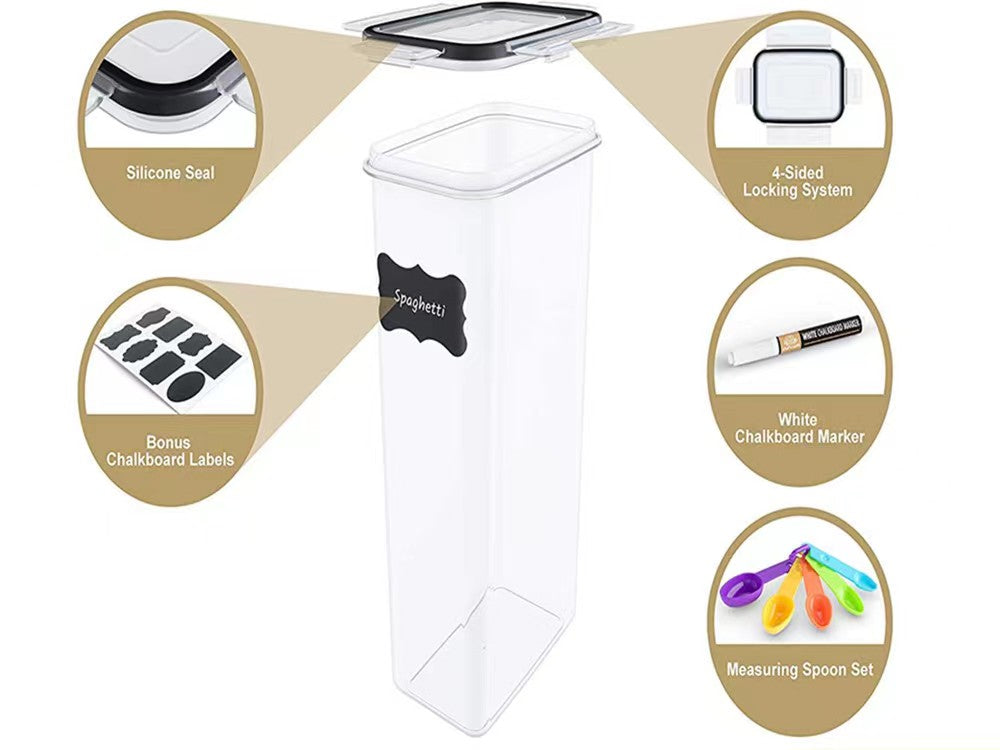 Storage Container with Measuring Cups and Labels