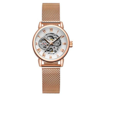 Rosa Automatic Luxury Woman's Watch - Rose Gold/White