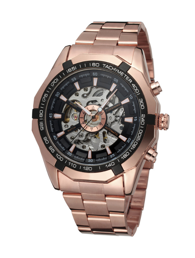 Gianni  Automatic Stainless Steel Mens Watch - Rose Gold