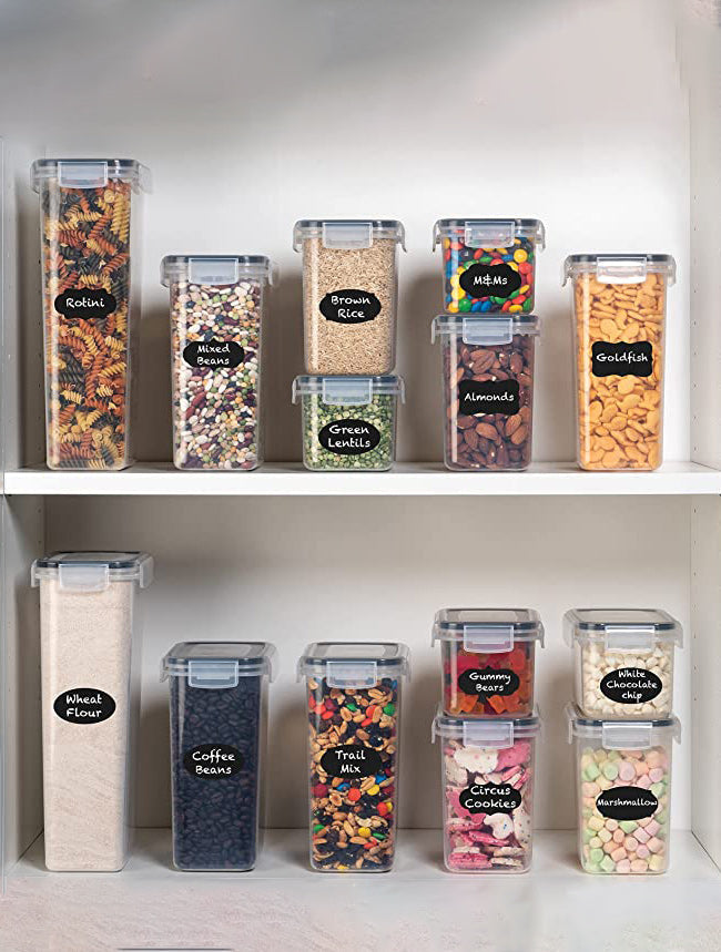 Storage Container with Measuring Cups and Labels