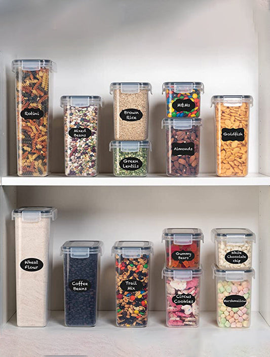 Storage Container with Measuring Cups and Labels