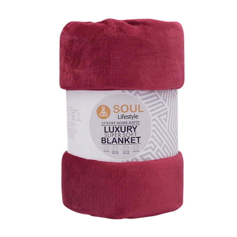 Luxury Super Soft Plush 240GSM Blanket - Wine Red