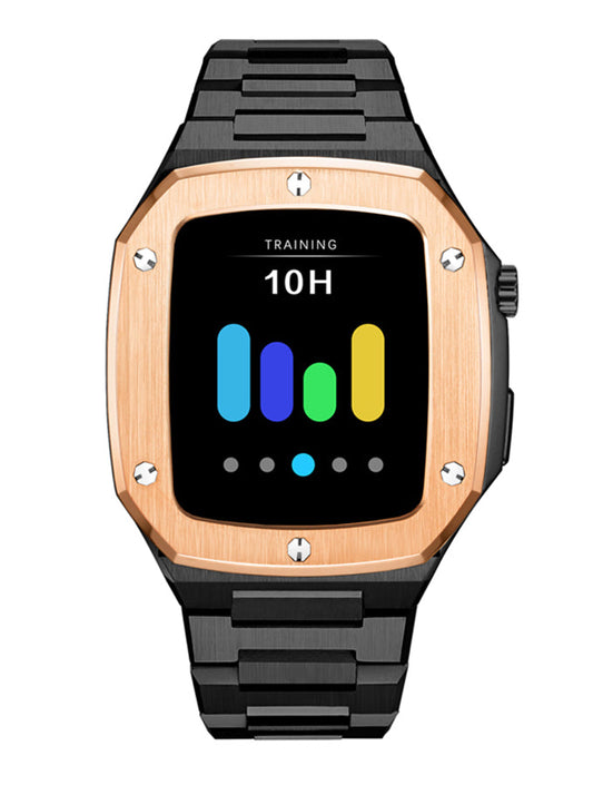 Iconic Luxury Black/Rose Gold Link Apple Watchband (44mm)
