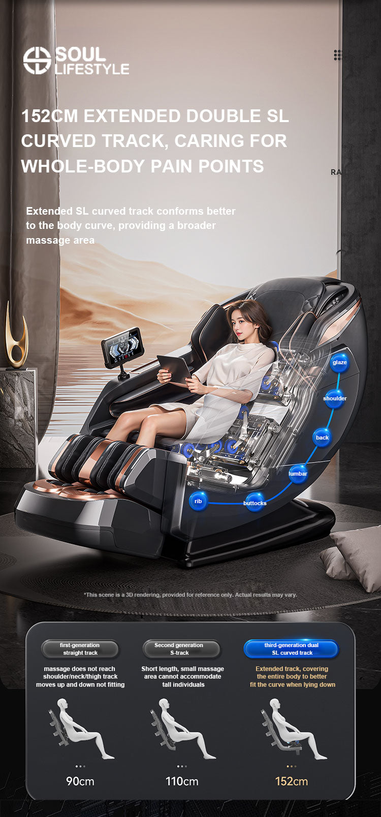 ZenFlow SL-Track Full-Body Massage Chair with Voice Control, Wireless Charging, and Deep Stretching Mechanism
