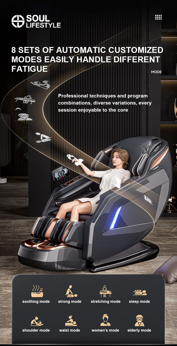 ZenFlow SL-Track Full-Body Massage Chair with Voice Control, Wireless Charging, and Deep Stretching Mechanism