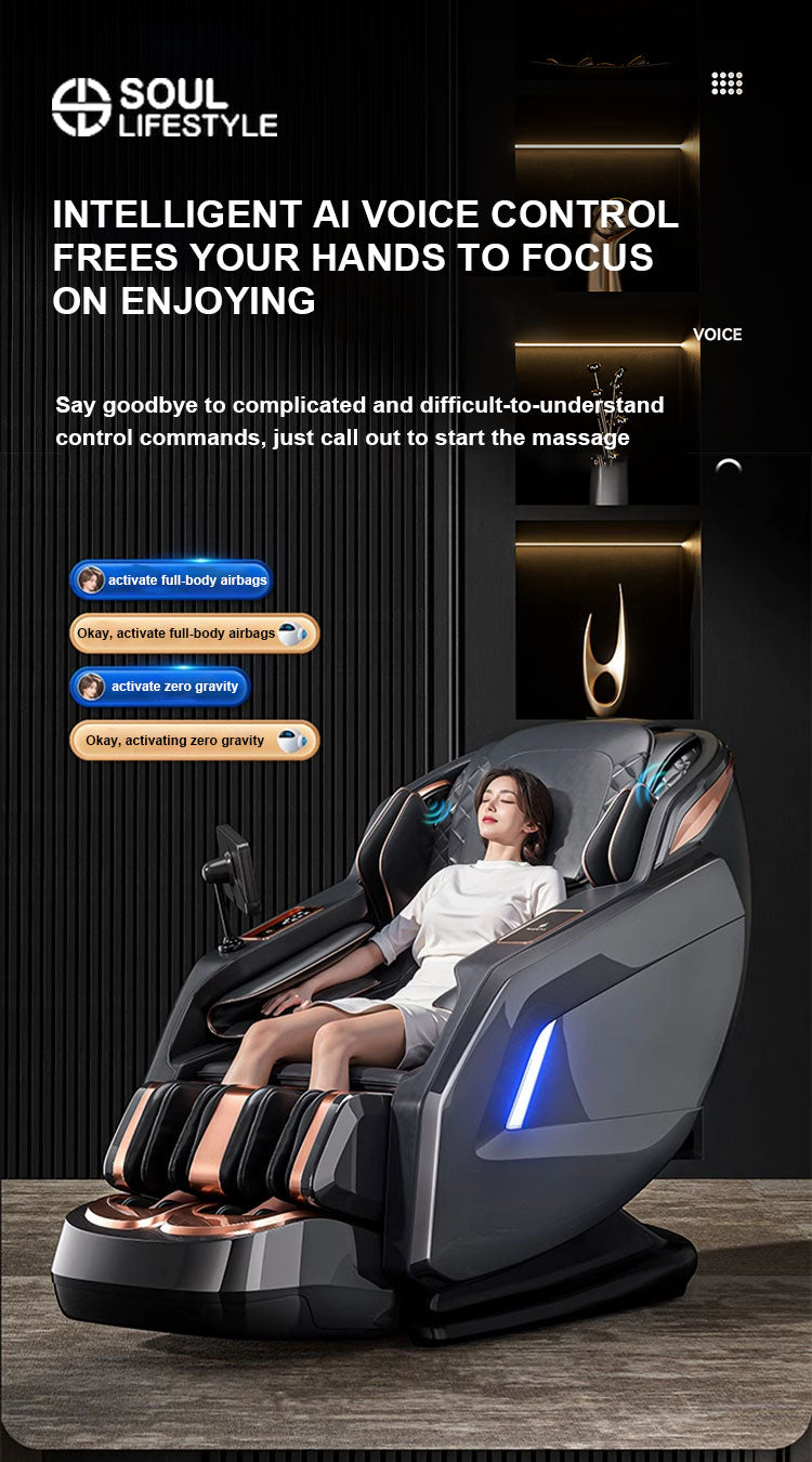 ZenFlow SL-Track Full-Body Massage Chair with Voice Control, Wireless Charging, and Deep Stretching Mechanism