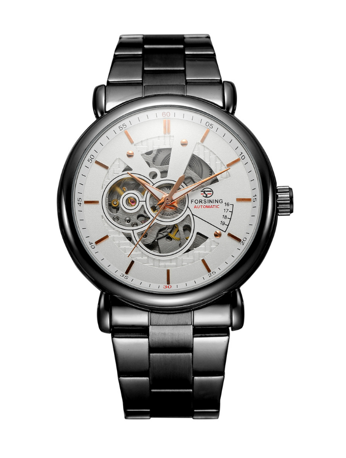 Lorenzo Automatic Stainless Steel Mens Watch - Black/White