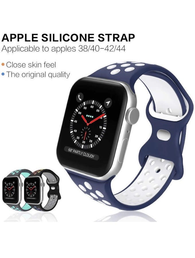 Stippled Cut-out Silicone Apple Watchband- Teal Grey