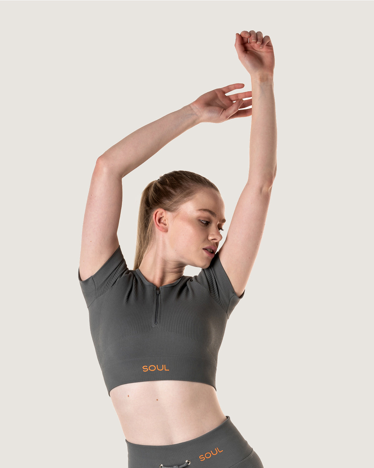 The Ribbed Statement Zip-up Tee
