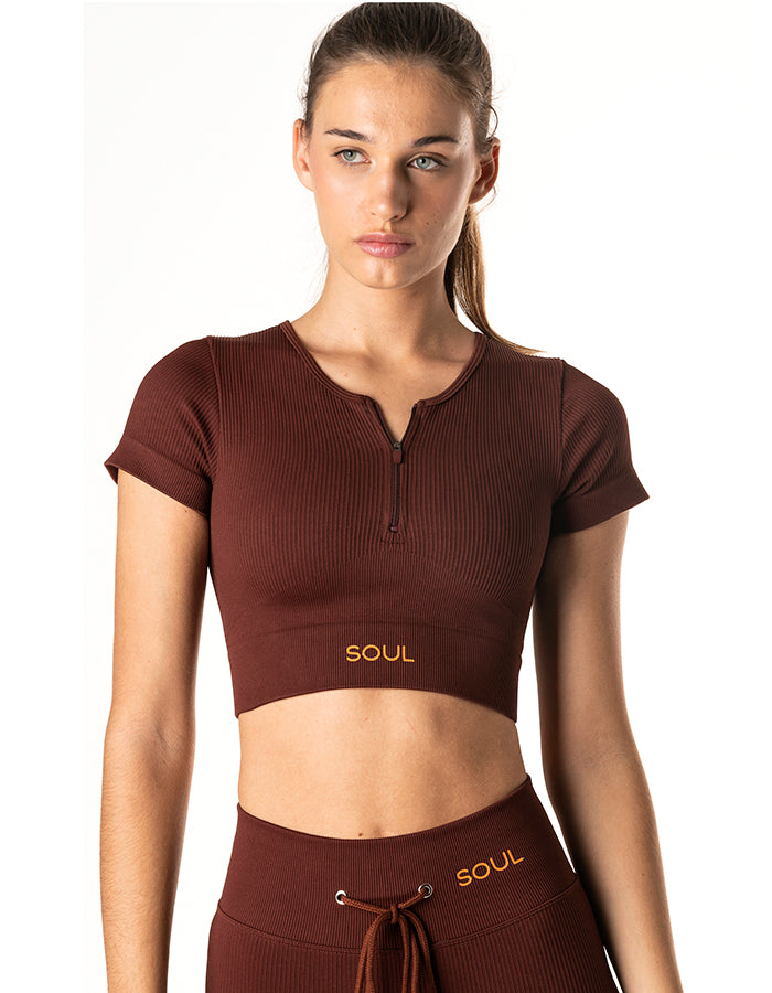 The Ribbed Statement Zip-up Tee