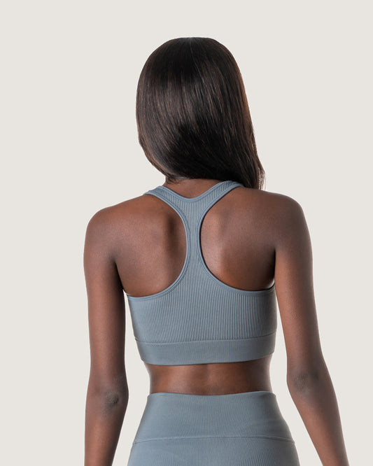 Ribbed Statement Racer Back Bra