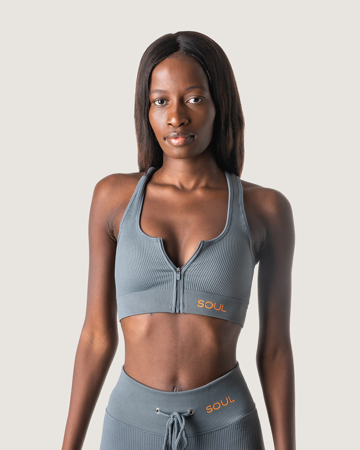 Ribbed Statement Racer Back Bra