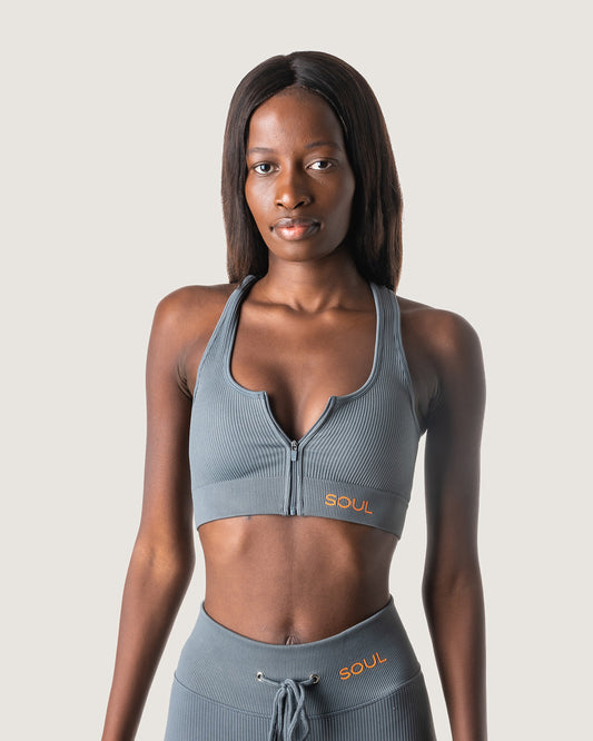 Ribbed Statement Racer Back Bra