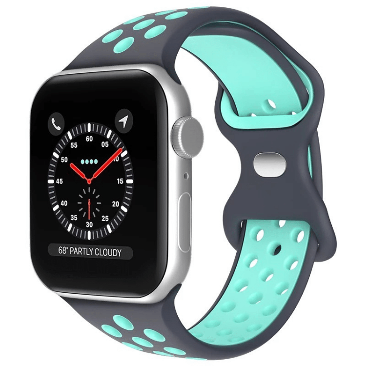 Stippled Cut-out Silicone Apple Watchband- Teal Grey