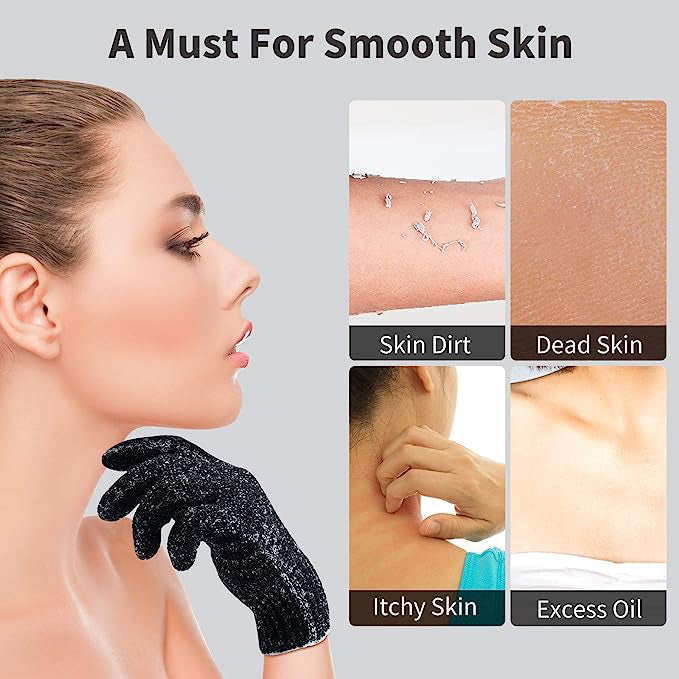 Charcoal Infused Exfoliating Gloves Pack of 3