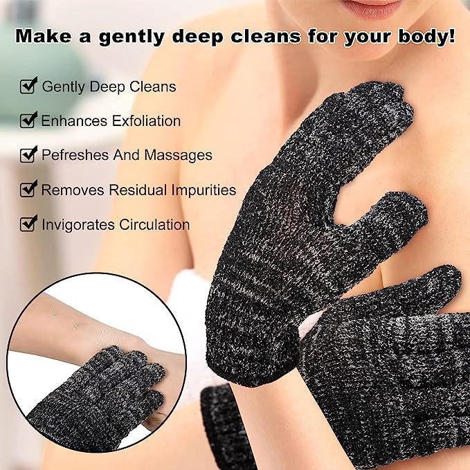 Charcoal Infused Exfoliating Gloves Pack of 3