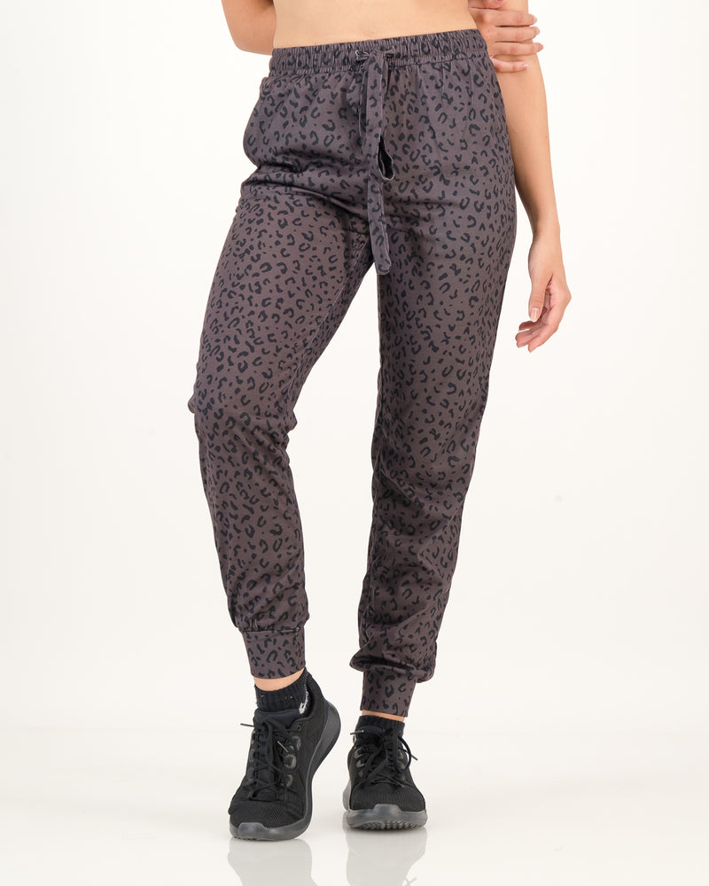 Leopard Print  Womens Luxury Joggers -  Coal