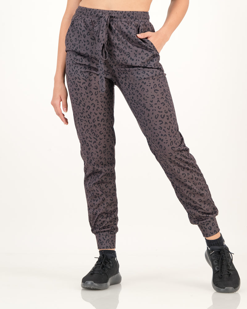 Leopard Print  Womens Luxury Joggers -  Coal